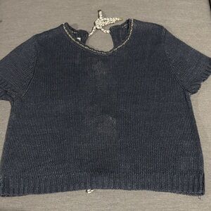 RACHEL Rachel Roy Navy Knit Top